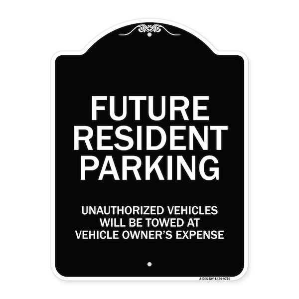 Designer Series-Unauthorized Vehicles Will Be Towed Black & White, 24" x 18", BW-1824-9746